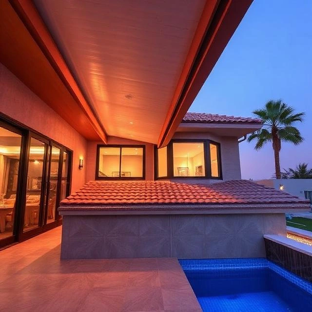 Waterproofing system protecting villa concrete roof from water ingress and UV exposure