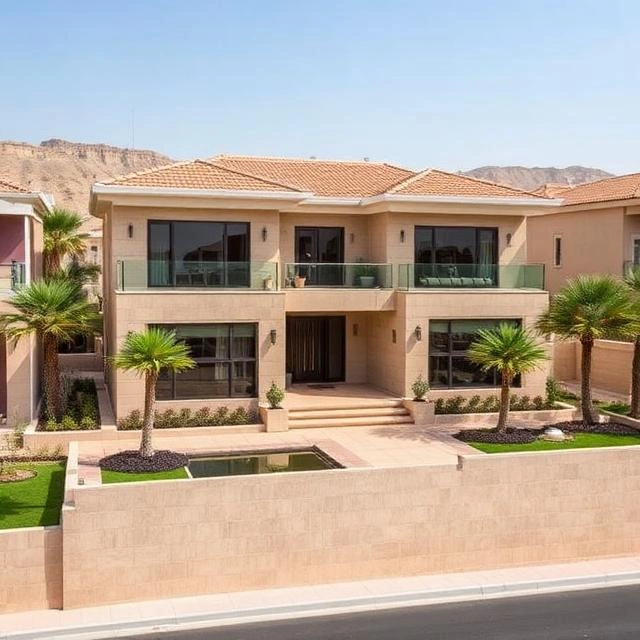 Professional waterproofing work on a luxury villa roof in Dubai Hills Estate to prevent water leakage and structural damage