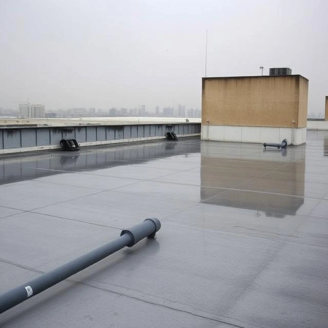 Cleaning roof drainage outlets and inspecting waterproofing systems to prevent standing water on buildings in Dubai