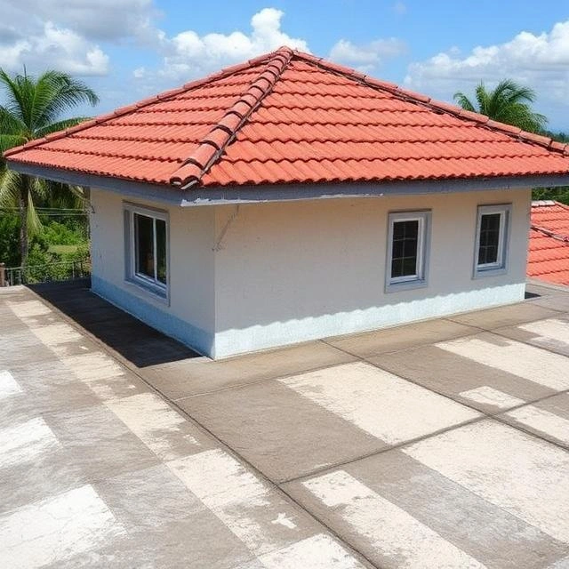Roof waterproofing membrane installation on a modern villa in Dubai Hills Estate Dubai
