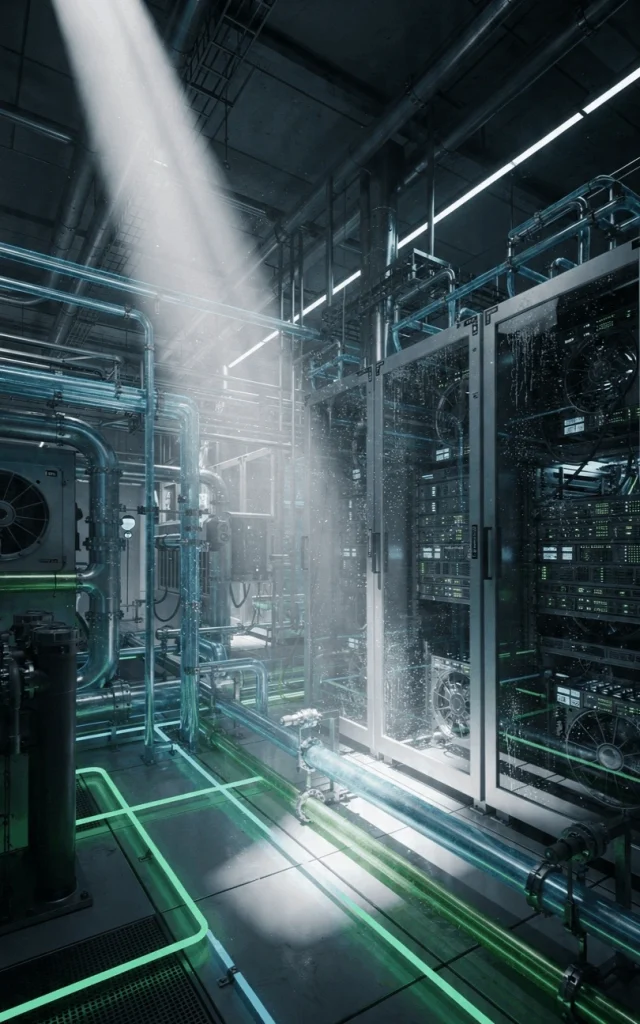 High-density server racks cooled by precision air conditioning units