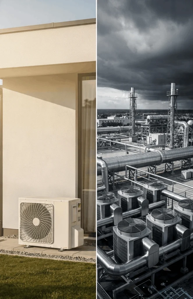 Central chilled water HVAC system operating in a commercial building