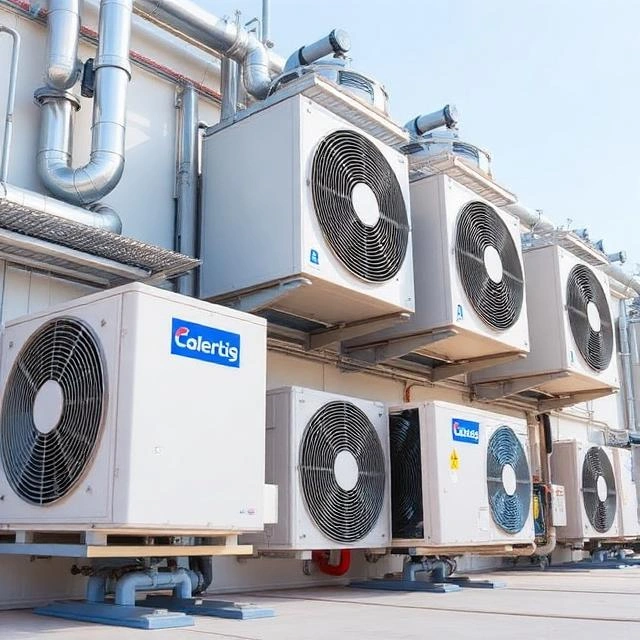 HVAC engineer inspecting a commercial air conditioning system in a Dubai office building to identify repair issues and improve cooling efficiency.
