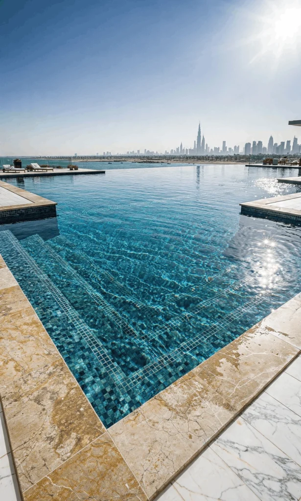 Expert technician repairing swimming pool cracks and leakage problems in Dubai property