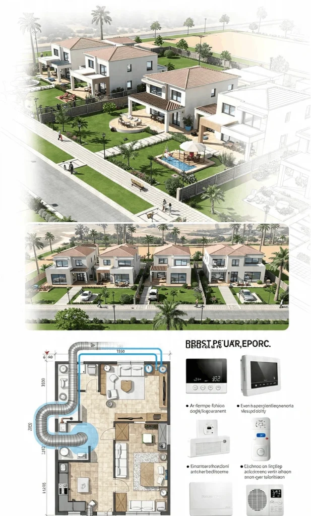 Energy-efficient commercial HVAC system with ventilation and cooling equipment
