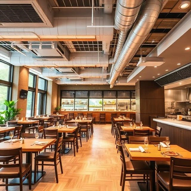 Air handling unit supplying fresh air to a restaurant