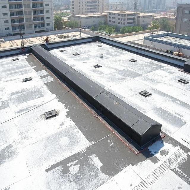 Professional waterproofing applied to a villa roof in Dubai Hills Estate to prevent moisture penetration and roof leakage