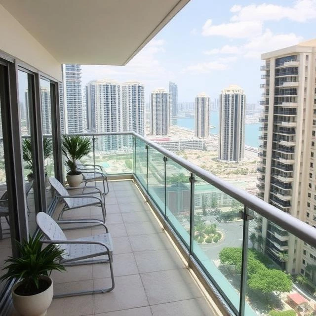 Balcony waterproofing membrane installation on a high-rise apartment in Dubai Marina