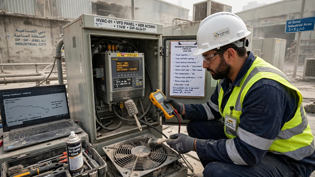 Air handling unit fan using VFD for airflow control