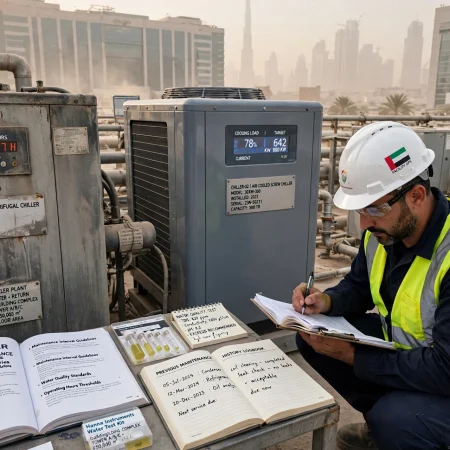 building management system monitoring a commercial chiller plant in Dubai