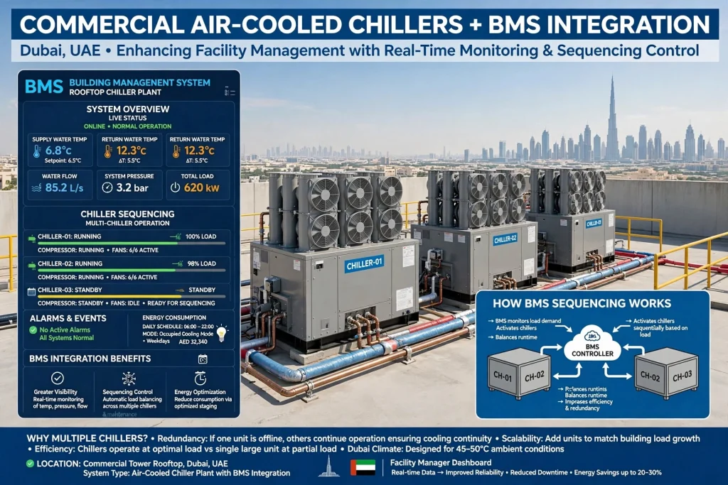 Large air-cooled chillers for industrial cooling applications
