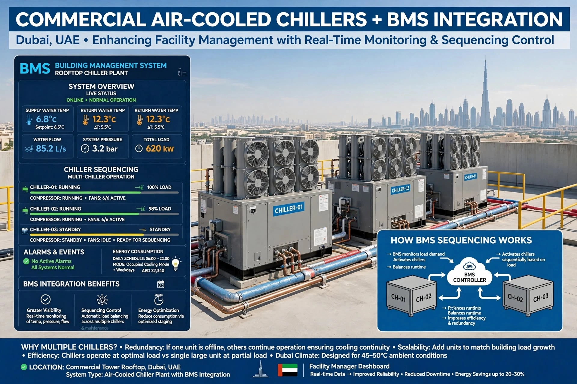 Large air-cooled chillers for industrial cooling applications