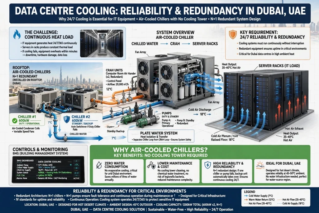 Commercial HVAC air-cooled chiller equipment in Dubai