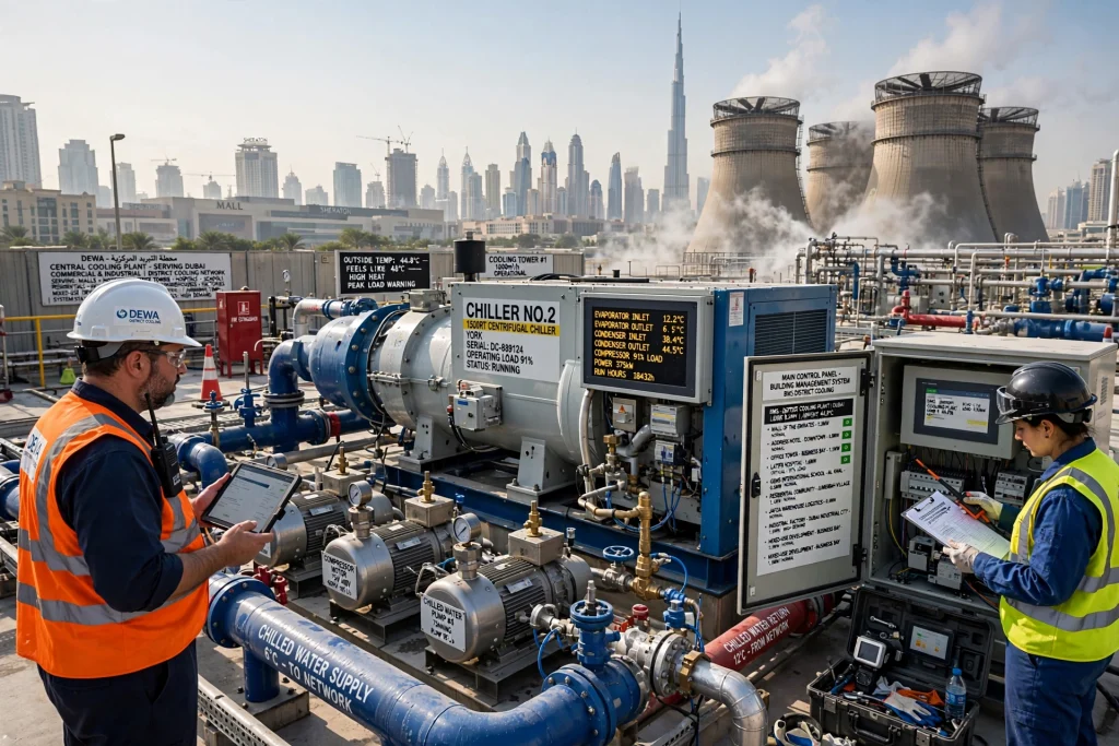 commercial chiller system showing signs of cooling performance problems