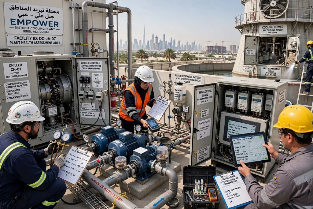 commercial chiller maintenance service for a high rise building in Dubai Marina