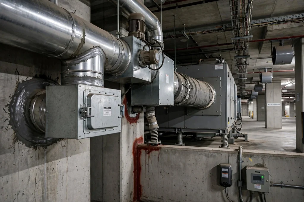 Sheet metal worker fabricating rectangular HVAC ductwork