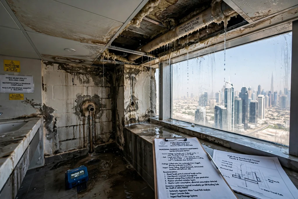 water leakage problem in Dubai high-rise building