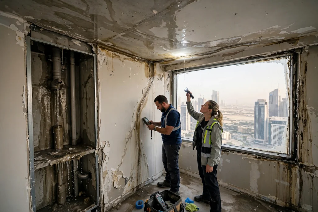 damaged bathroom waterproofing causing water leakage