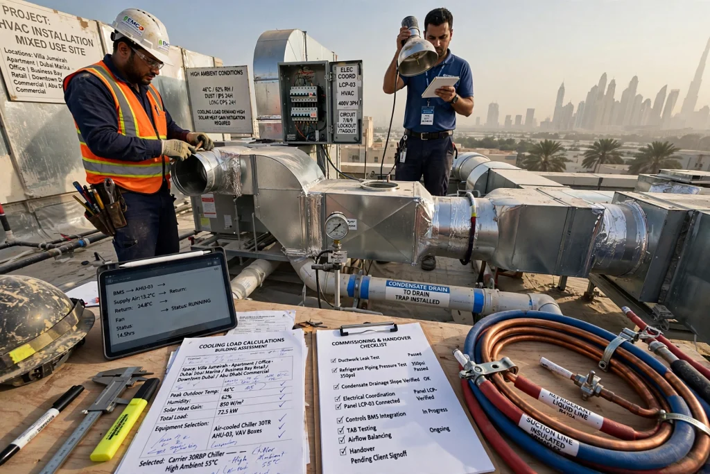 Professional HVAC installation project in Dubai