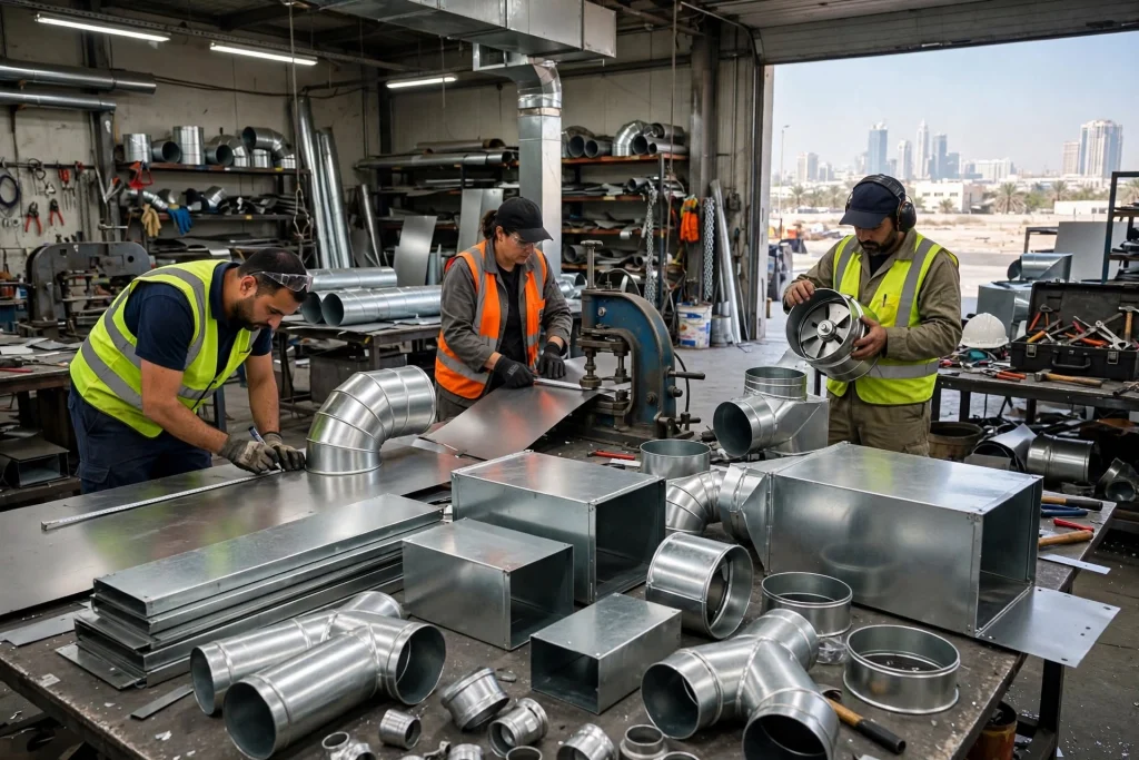 Commercial HVAC ductwork fabrication in the UAE