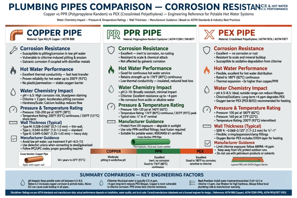 PPR pipes installed for commercial hot water supply