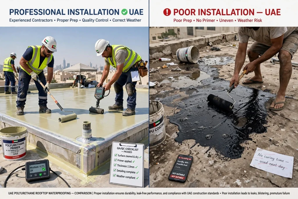 Heavy-duty polyurethane waterproofing membrane applied to an industrial facility