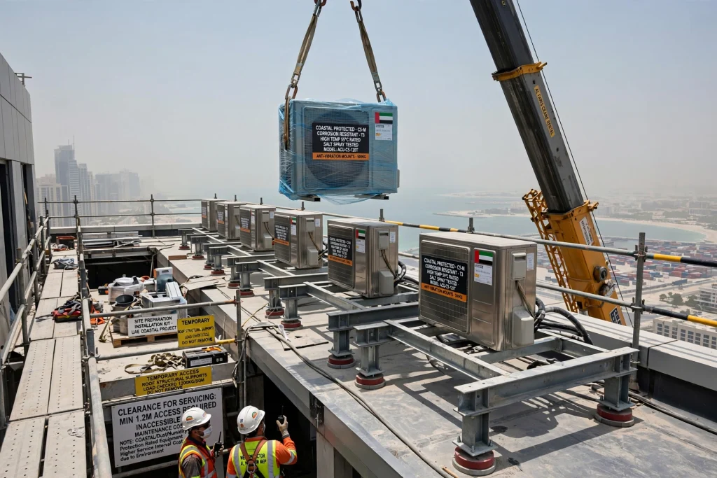 HVAC equipment installation for commercial building