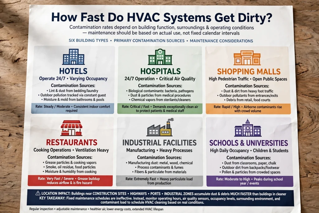 HVAC maintenance technician inspecting dirty air filters