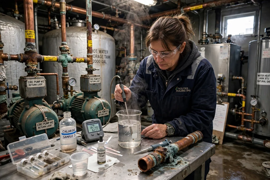 Discolored water caused by corrosion in plumbing pipes