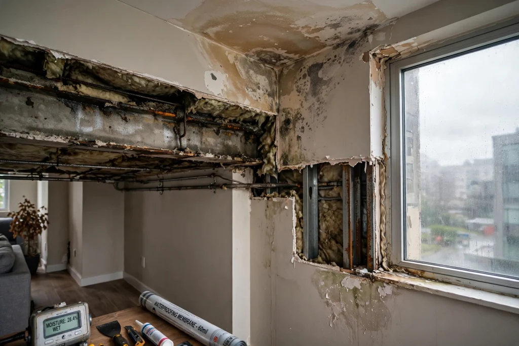 Waterproofing installation for commercial office interior fit-out in Business Bay