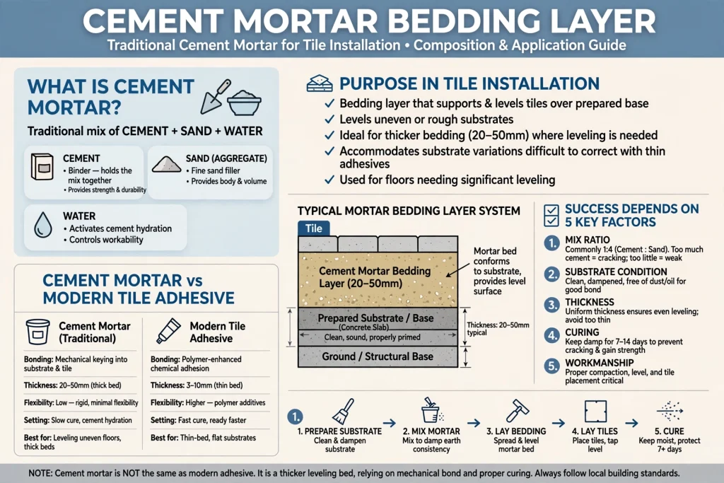 Comparison of tile adhesive and traditional cement mortar
