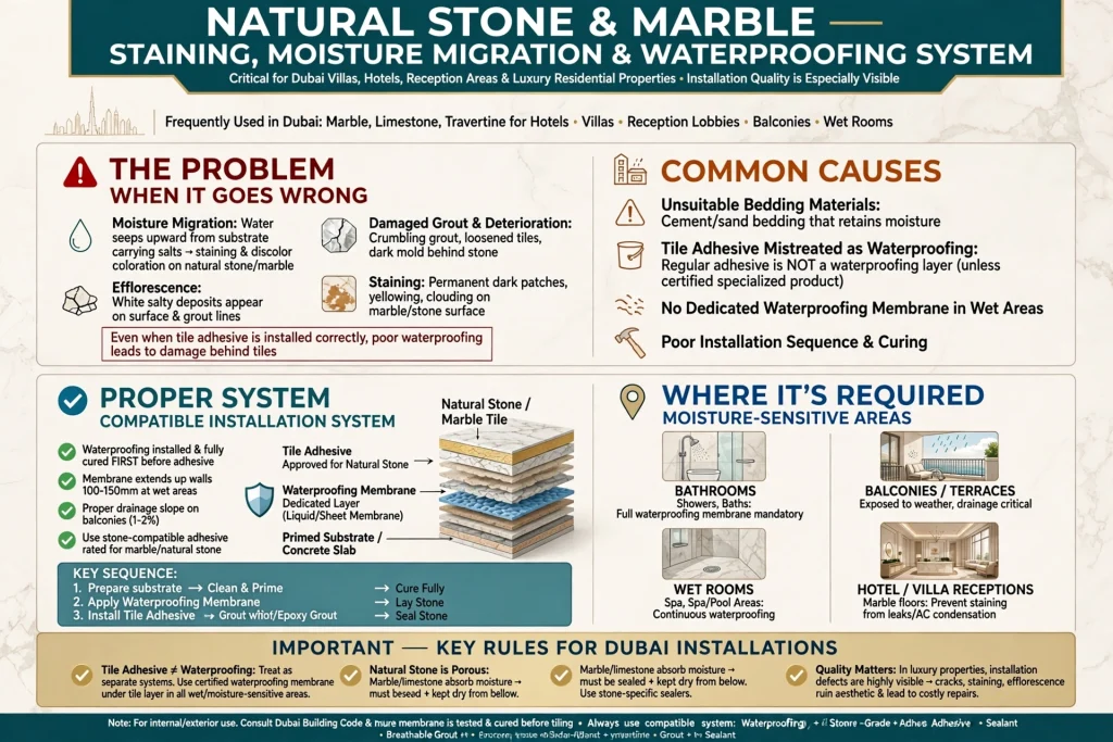 Ceramic wall tiles fixed with tile adhesive