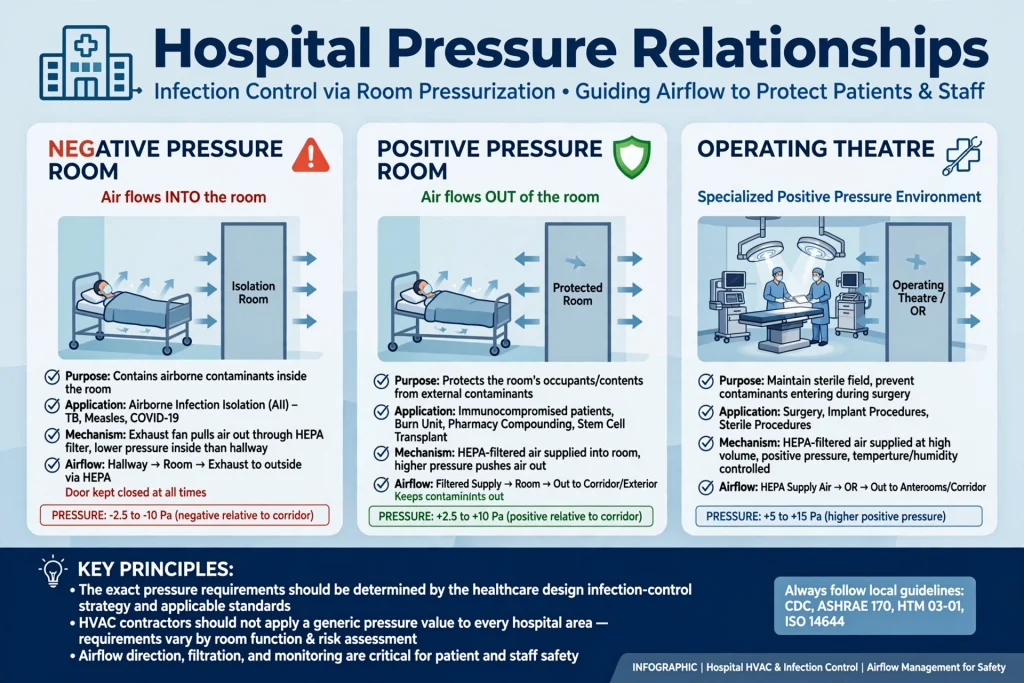 Hospital air handling unit for controlled ventilation