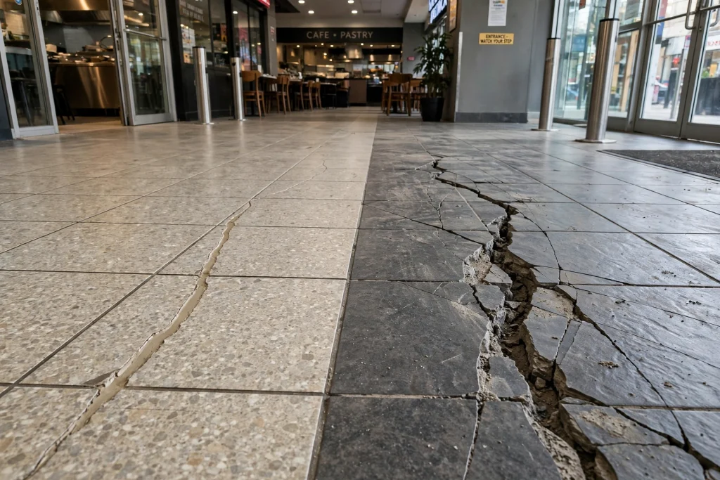 Technician repairing a chipped ceramic tile