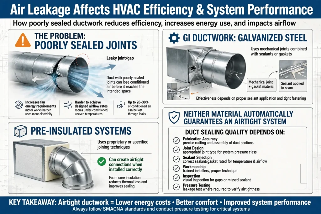 Comparison of GI ductwork and pre-insulated duct construction