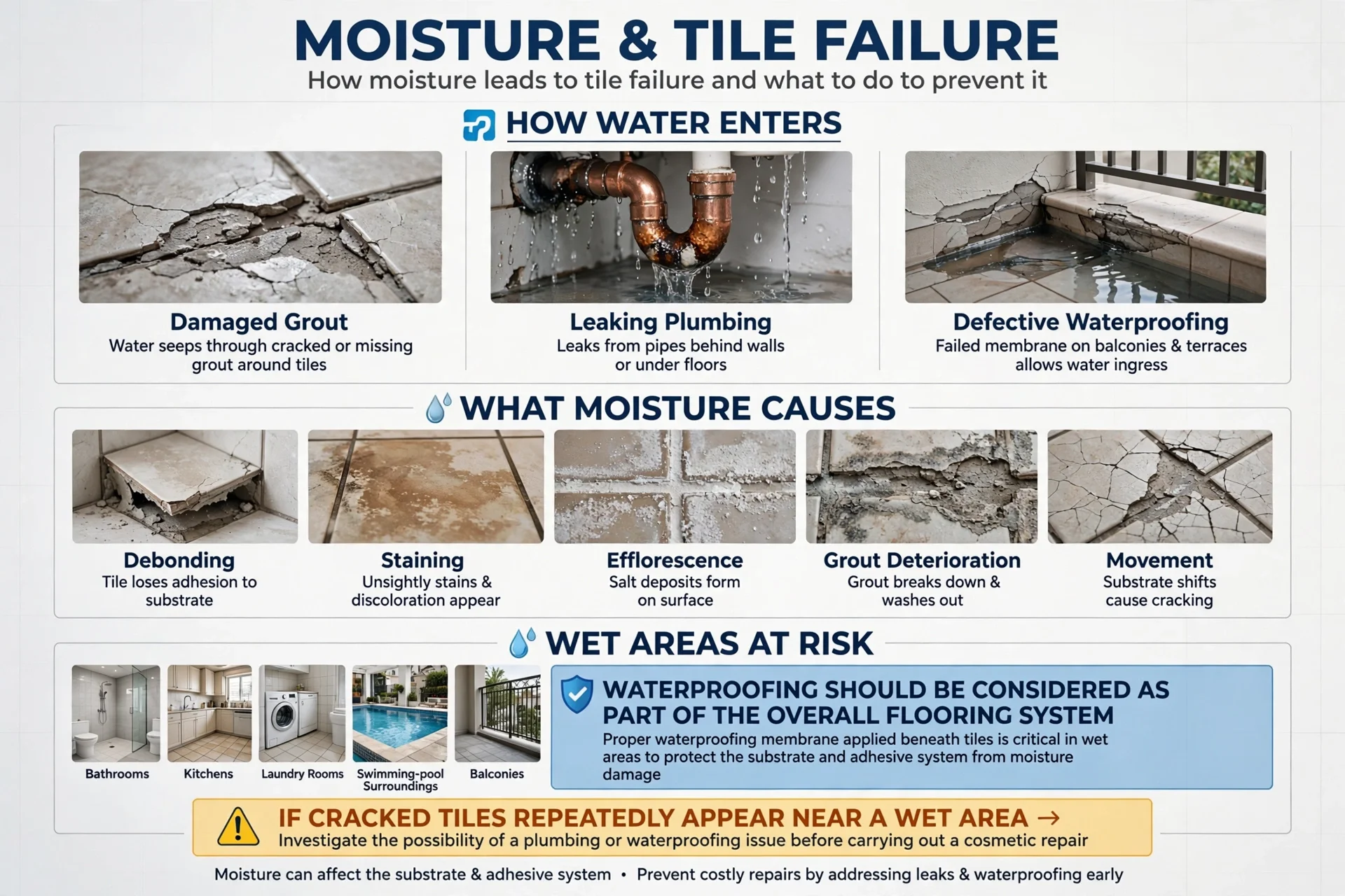 Floor tile crack caused by heavy impact