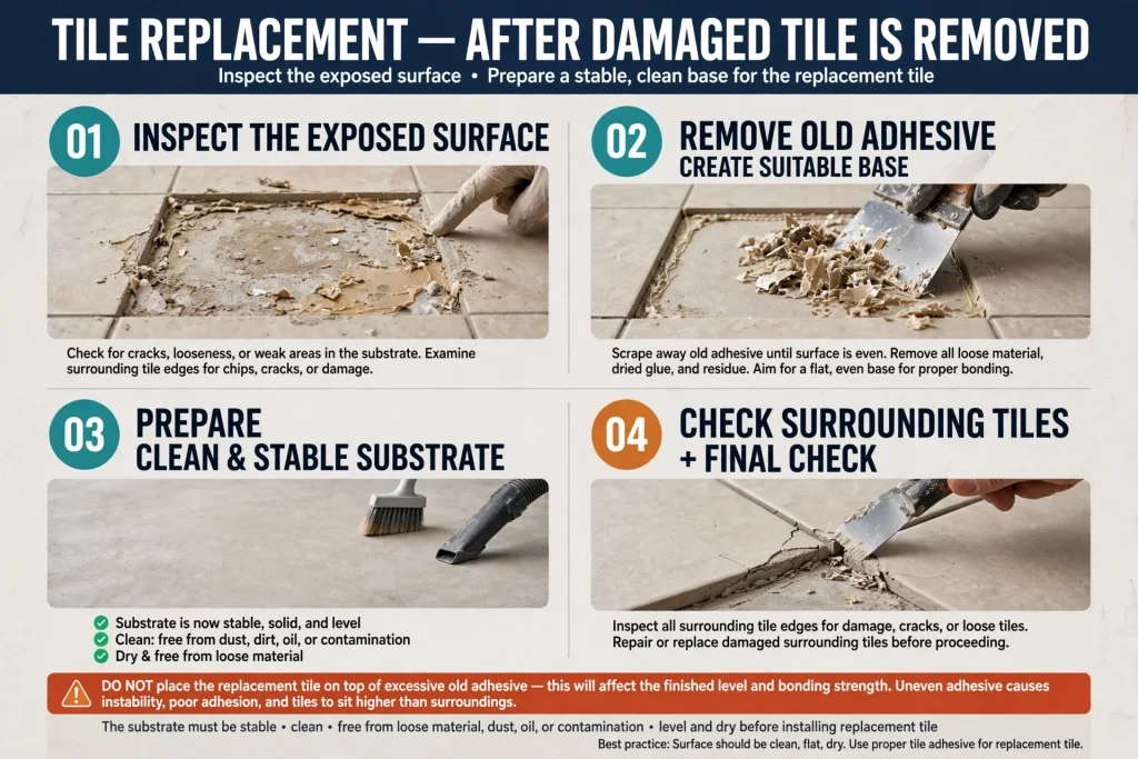 Removing grout around a damaged floor tile