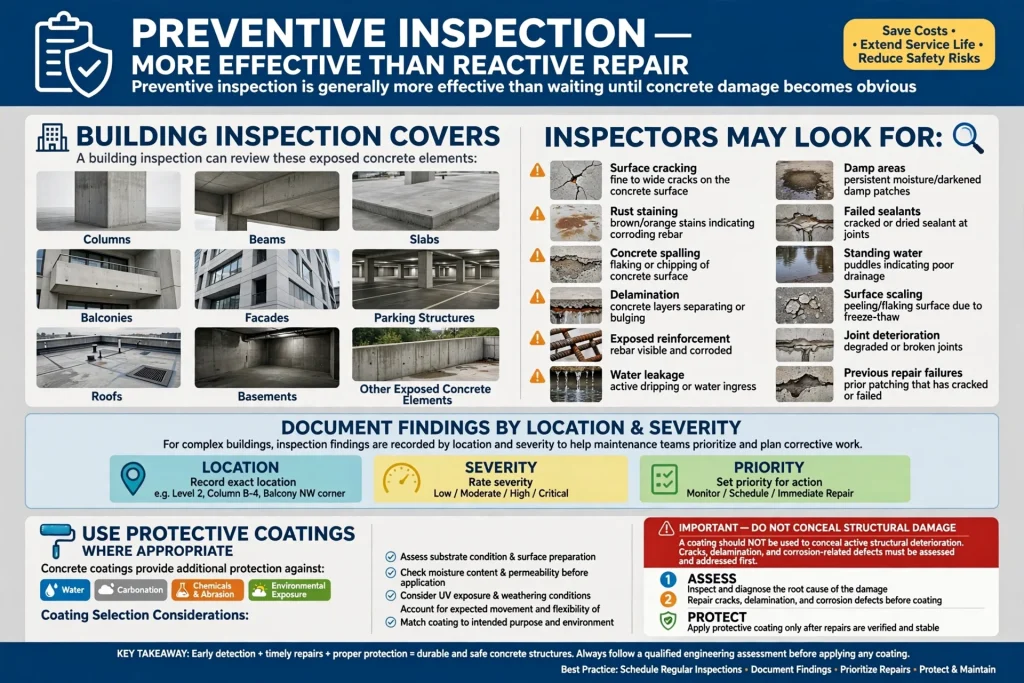 Concrete crack inspection by building professionals