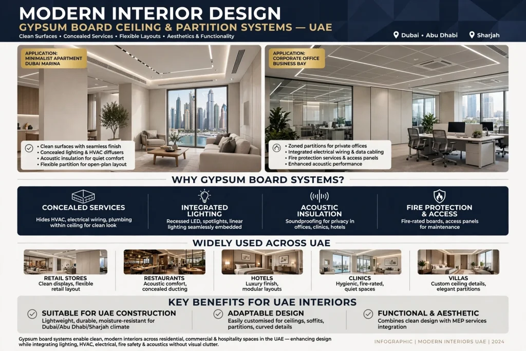 Modern gypsum ceiling design for UAE interiors