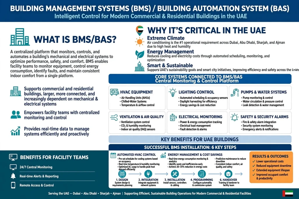 Building management system installation in a commercial building