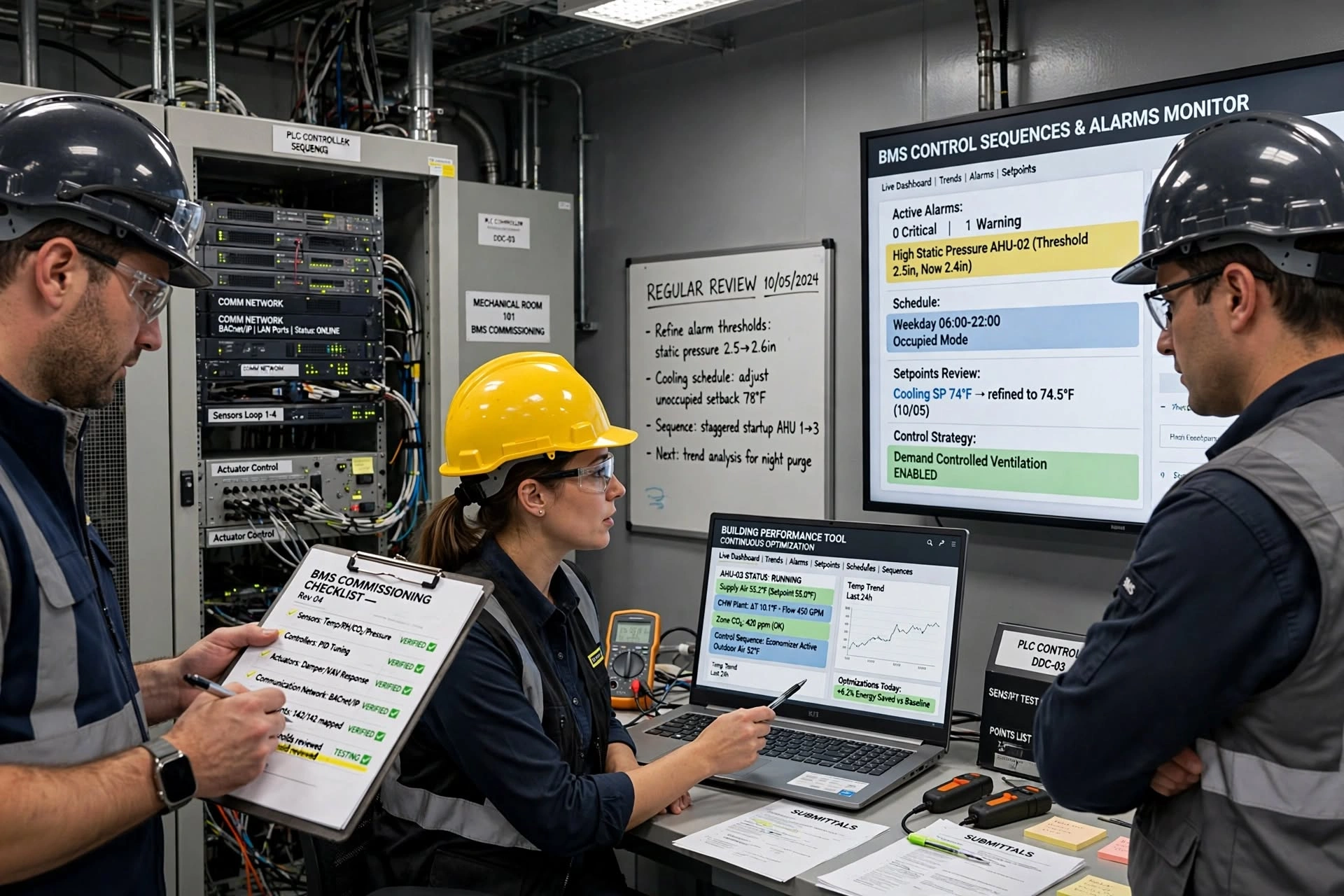 HVAC automation system improving energy efficiency through BMS