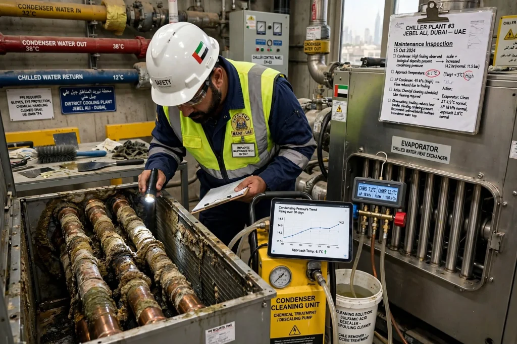Water cooled chiller system maintenance
