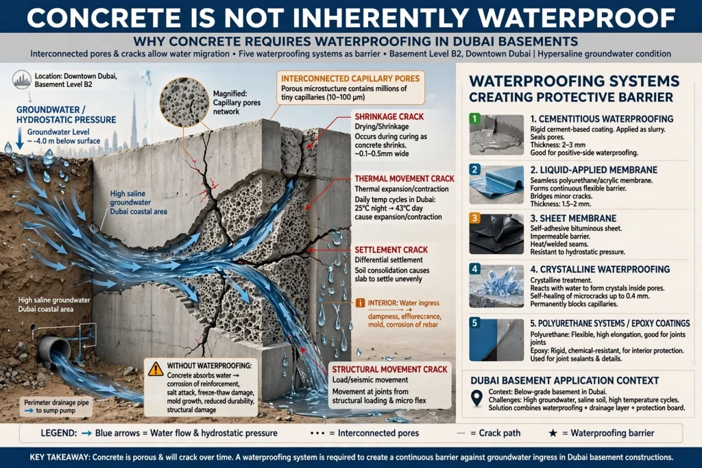 Basement waterproofing membrane protecting foundation walls