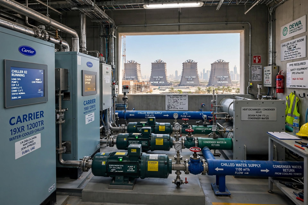 Energy efficient chiller system reducing cooling energy consumption