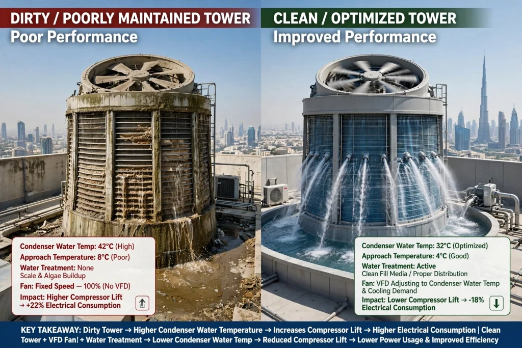 Water cooled chiller system for commercial building cooling