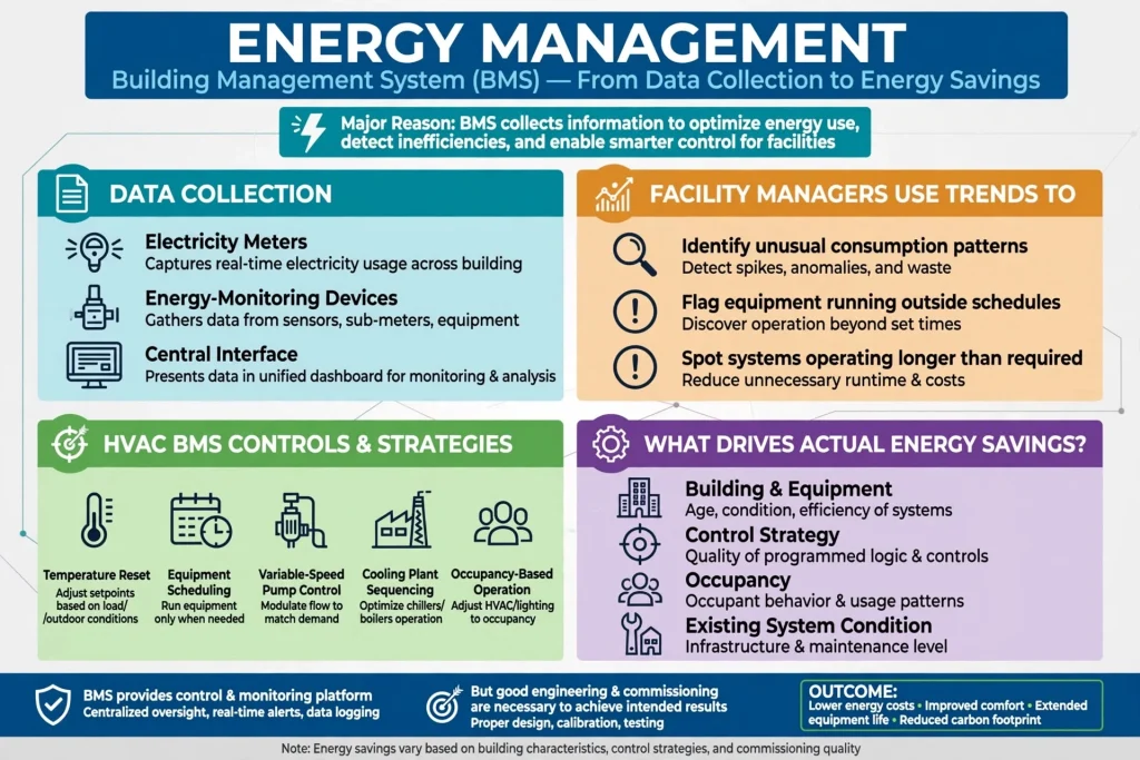 BMS system monitoring commercial building operations