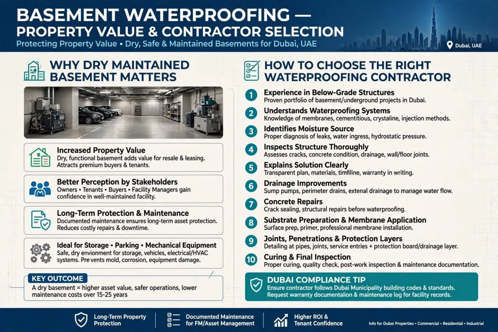 Waterproofing treatment for underground basement structures in Dubai