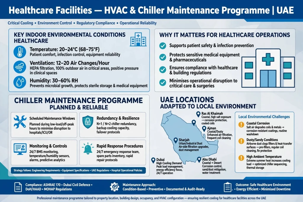 HVAC chiller equipment inspection in a Dubai building