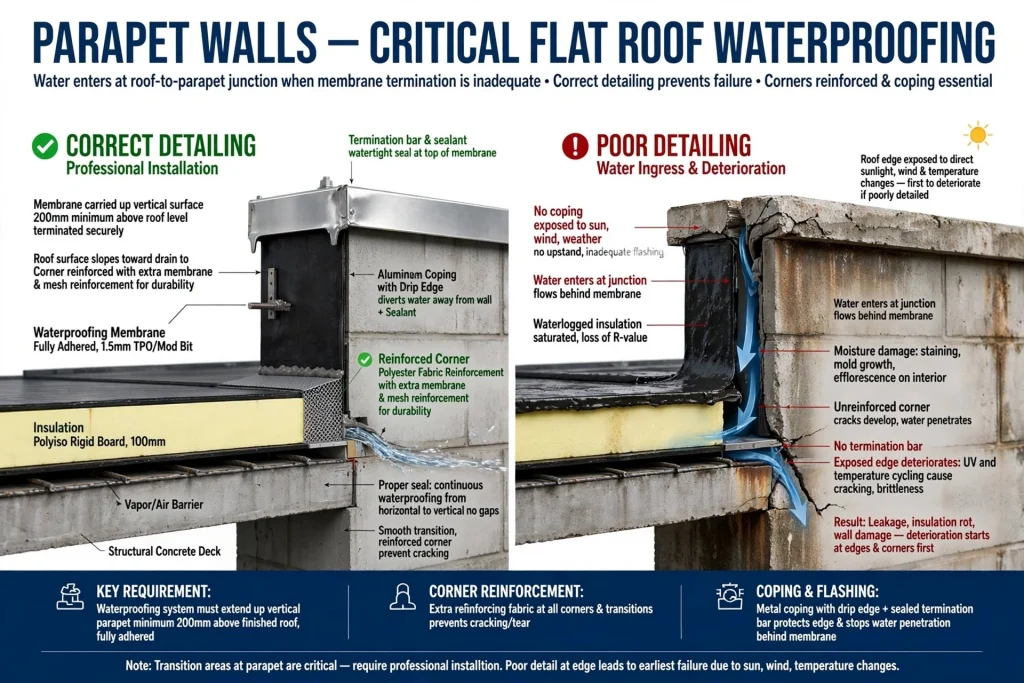 Professional roof waterproofing contractor working on a Dubai building