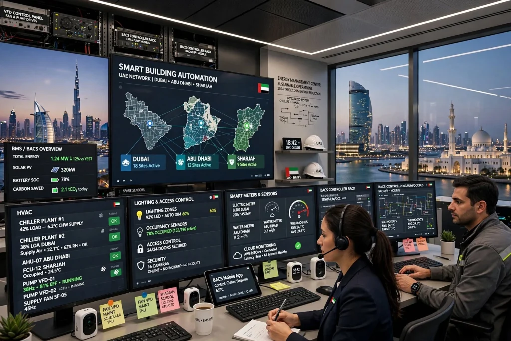 Smart building automation system controlling HVAC and energy management